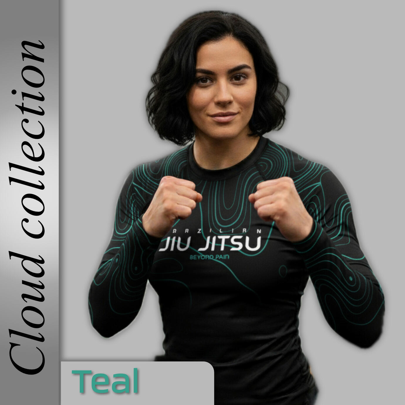 Jiu Jitsu Rashguard - Teal -Geo